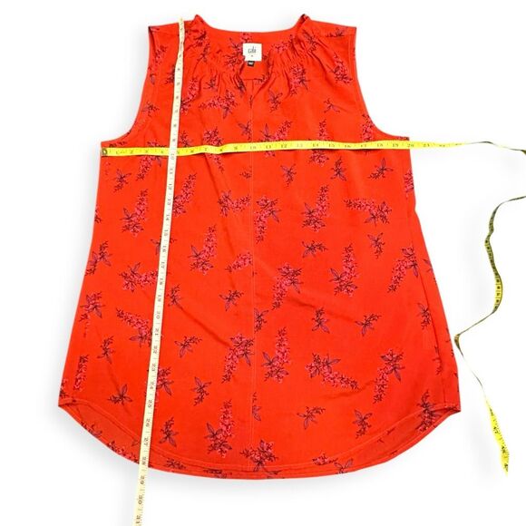 CABI Women’s Red Floral Sprig Sleeveless Blouse Size Medium Style #5222 - Picture 6 of 6